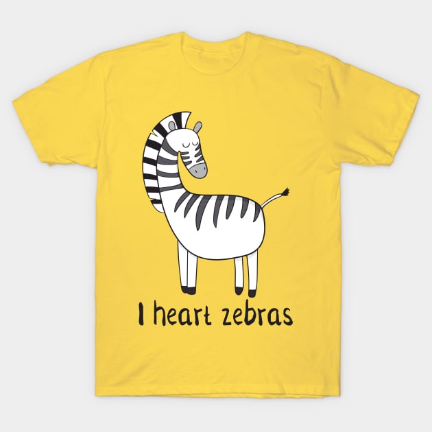 I Love Zebras- Cute Zebra Gift T-Shirt by Dreamy Panda Designs